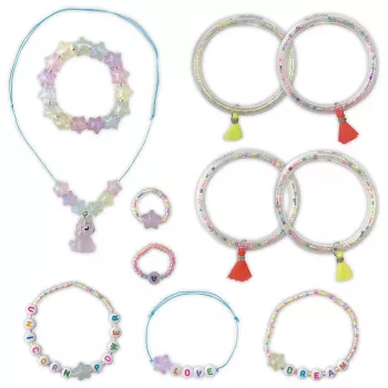Janod Set Creazione Gioielli con Perline Fluorescenti per Bambini da 6 Anni
