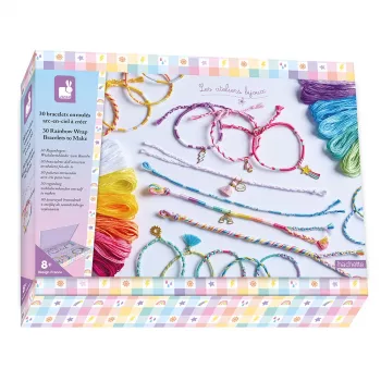 Janod Set Creativo Fai-da-te Creazione Gioielli Bracciali Arcobaleno 30 Pezzi 8+