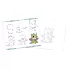 Janod Set di Disegno Passo dopo Passo con Pennarelli Glitter - 20 Schede di Disegno e 20 Schede da Colorare per Bambini da 6 Anni