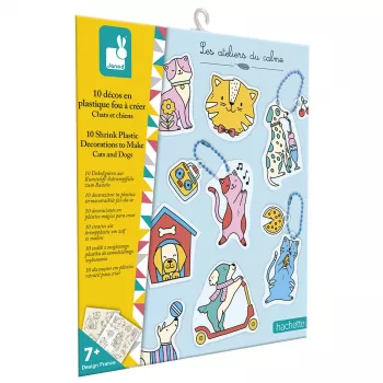 Janod Set Artistico Fai-da-te Film Termoretraibile - Gatti e Cani - 10 Decorazioni - da 7 Anni