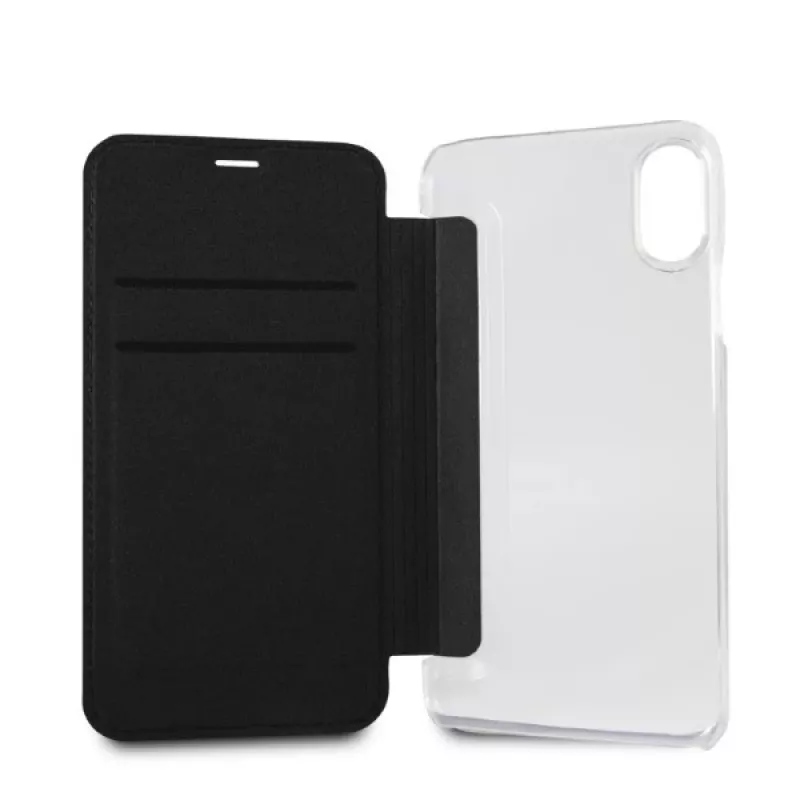 Karl Lagerfeld KLFLBKPXKSB custodia a libro Signature Glitter per iPhone X/Xs, nero