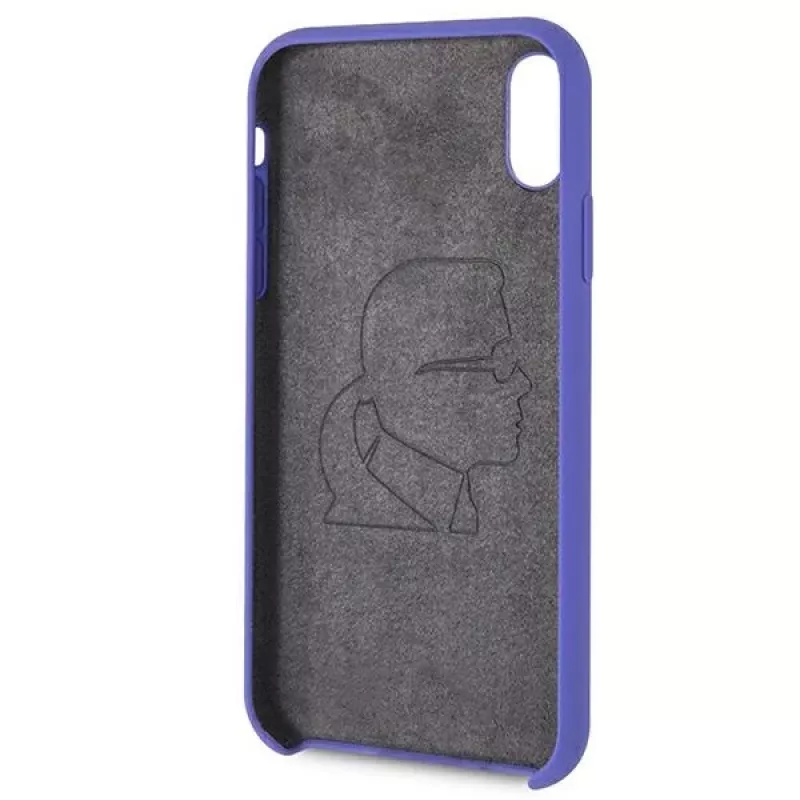 Karl Lagerfeld KLHCI61SLVOG custodia rigida in silicone per Apple iPhone Xr - viola
