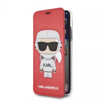 Karl Lagerfeld KLFLBKPXKSCORE custodia a libro iPhone X/XS rossa Karl Space Cosmonaut
