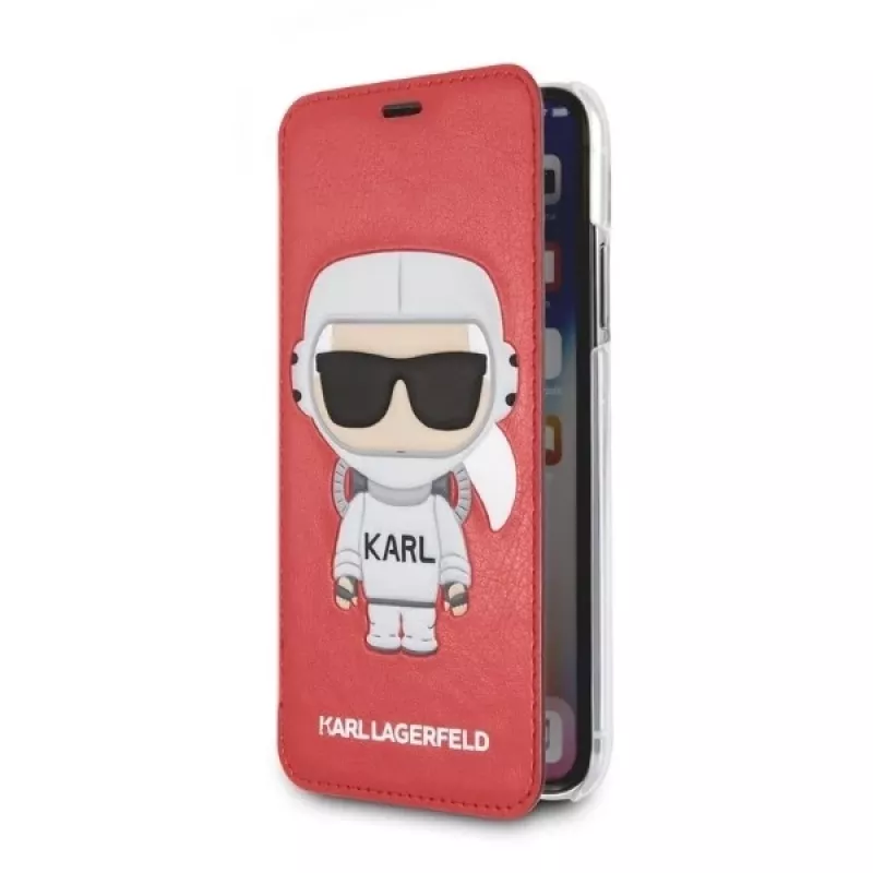 Karl Lagerfeld KLFLBKPXKSCORE custodia a libro iPhone X/XS rossa Karl Space Cosmonaut