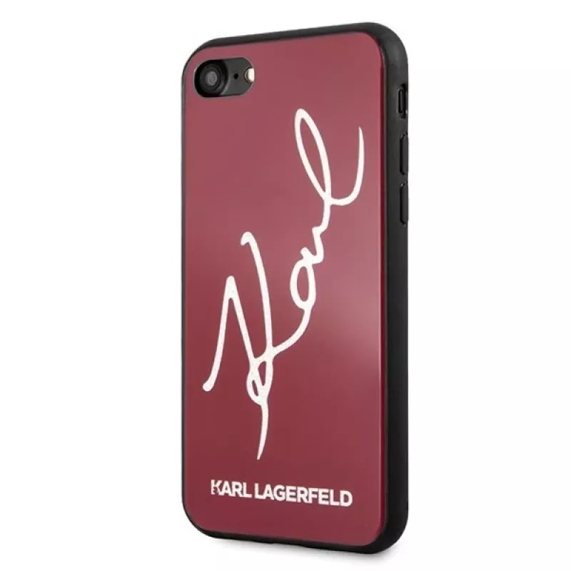 Karl Lagerfeld KLHCI8DLKSRE custodia rigida Signature Glitter per iPhone 7/8/SE 2020/SE 2022, rosso