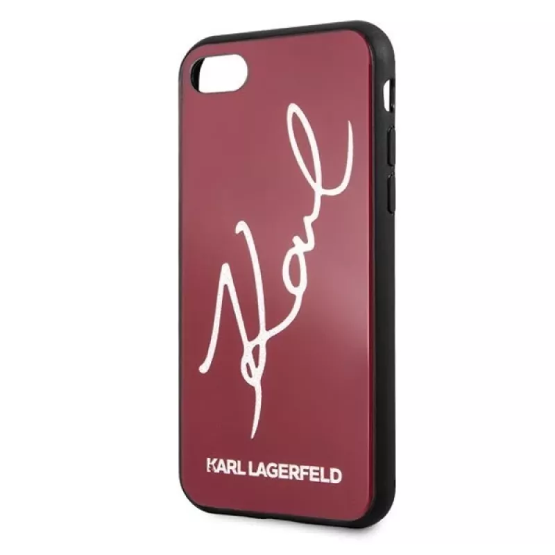 Karl Lagerfeld KLHCI8DLKSRE custodia rigida Signature Glitter per iPhone 7/8/SE 2020/SE 2022, rosso