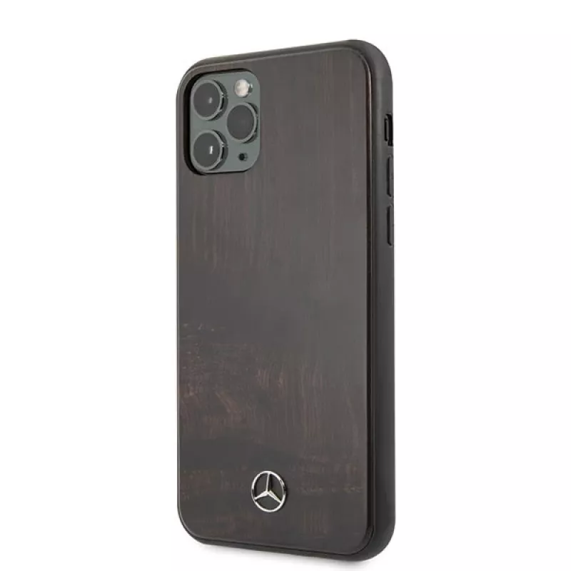Mercedes-Benz custodia rigida Wood Line Rosewood per Apple iPhone 11 Pro Max - marrone