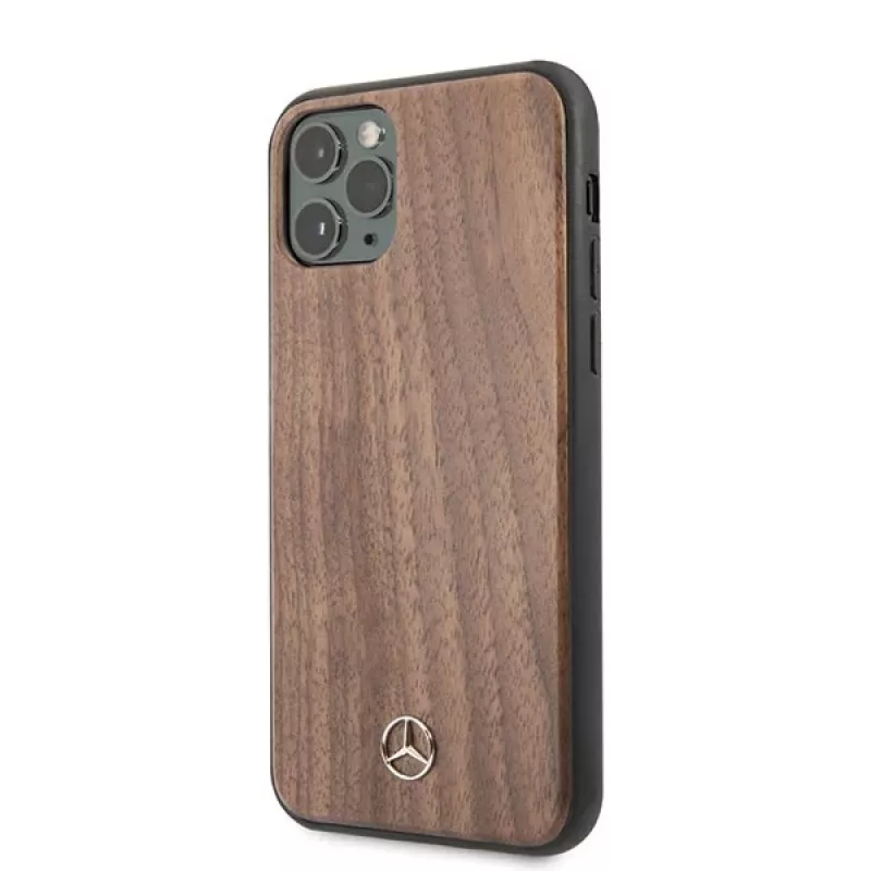 Mercedes-Benz custodia rigida Wood Line Walnut per Apple iPhone 11 Pro Max - marrone