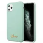Guess GUHCN58LSLMGG custodia rigida in silicone iPhone 11 Pro verde con logo Vintage Gold