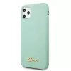 Guess GUHCN58LSLMGG custodia rigida in silicone iPhone 11 Pro verde con logo Vintage Gold