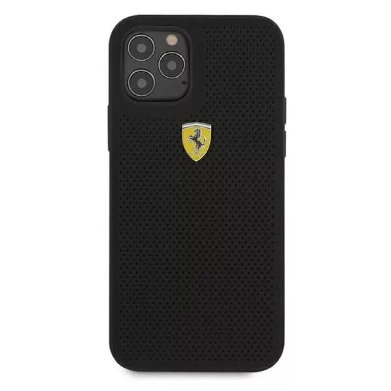 Ferrari FESPEHCP12MBK iPhone 12/12 Pro 6,1 pollici custodia rigida nero On Track Perforated