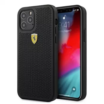 Ferrari FESPEHCP12LBK iPhone 12 Pro Max 6,7 pollici custodia rigida On Track Perforated nero