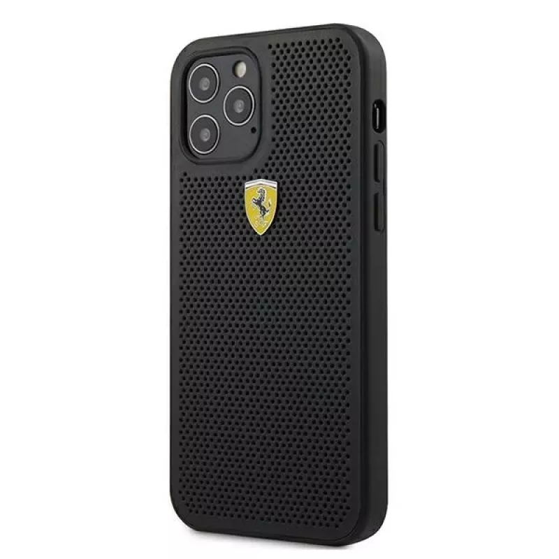 Ferrari FESPEHCP12LBK iPhone 12 Pro Max 6,7 pollici custodia rigida On Track Perforated nero