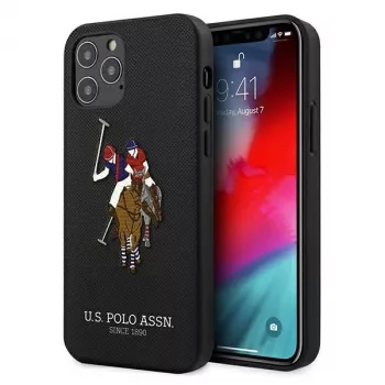 U.S. POLO ASSN. USHCP12MPUGFLBK iPhone 12/12 Pro 6.1 nero Polo Embroidery Collection cover posteriore
