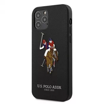 U.S. POLO ASSN. USHCP12MPUGFLBK iPhone 12/12 Pro 6.1 nero Polo Embroidery Collection cover posteriore