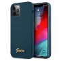 Guess GUHCP12LLSLMGBL custodia rigida Metal Logo Script per Apple iPhone 12 Pro Max, blu