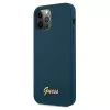 Guess GUHCP12LLSLMGBL custodia rigida Metal Logo Script per Apple iPhone 12 Pro Max, blu