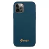 Guess GUHCP12LLSLMGBL custodia rigida Metal Logo Script per Apple iPhone 12 Pro Max, blu