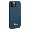 Guess GUHCP12LLSLMGBL custodia rigida Metal Logo Script per Apple iPhone 12 Pro Max, blu