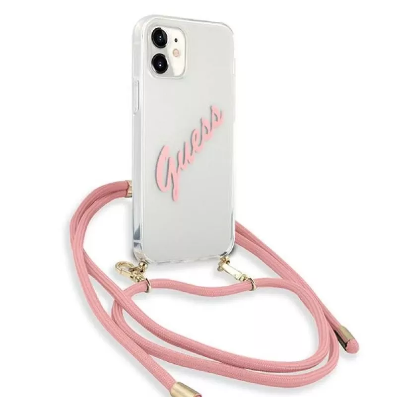 Guess GUHCP12SCRTVSPI custodia rigida per iPhone 12 mini 5,4 inch rosa Script Vintage