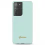 Guess GUHCS21LLSLMGLB cover posteriore in silicone Script Metal Logo per Samsung Galaxy S21 Ultra (blu)