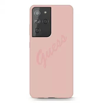 Guess GUHCS21LLSVSPI custodia rigida Script Vintage per Samsung Galaxy S21 Ultra (SM-G998) - rosa