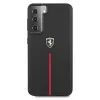 Ferrari FEOSIHCS21SBK custodia rigida Off Track in pelle e nylon a strisce per Samsung Galaxy S21 (G991) - nera