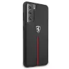 Ferrari FEOSIHCS21SBK custodia rigida Off Track in pelle e nylon a strisce per Samsung Galaxy S21 (G991) - nera