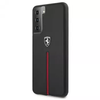 Ferrari FEOSIHCS21MBK custodia rigida per S21+ G996 nera Off Track Leather Nylon Stripe