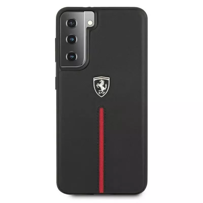Ferrari FEOSIHCS21MBK custodia rigida per S21+ G996 nera Off Track Leather Nylon Stripe