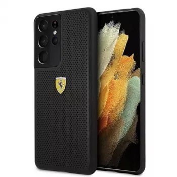Ferrari FESPEHCS21LBK custodia rigida per S21 Ultra G996 nera On Track Perforated