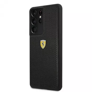 Ferrari FESPEHCS21LBK custodia rigida per S21 Ultra G996 nera On Track Perforated