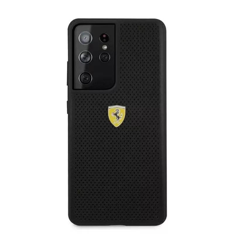 Ferrari FESPEHCS21LBK custodia rigida per S21 Ultra G996 nera On Track Perforated