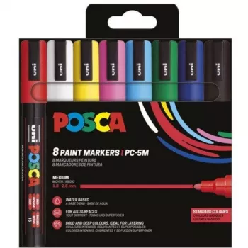 POSCA Uni-Ball Marker UNI PC-5M Set Basic da 8 pezzi (182558)
