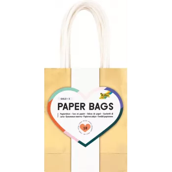 Folia Sacchetti regalo oro lucido piccoli confezione da 10