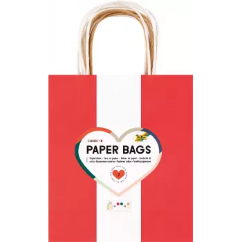 Folia 7 shopper in carta CLASSIC M rosso naturale verde crema oro metallizzato 18,0 x 21 cm