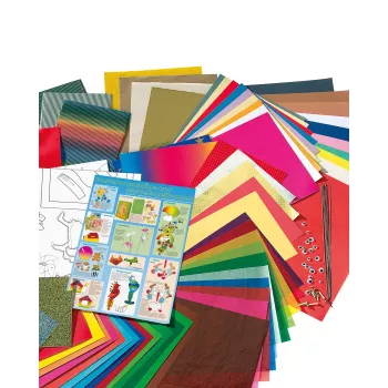 Folia 50915/1 set carta per lavoretti - 107 pezzi - multicolore - bambini e bambine - carta, cartoncino, pellicola - box