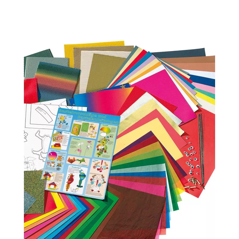 Folia 50915/1 set carta per lavoretti - 107 pezzi - multicolore - bambini e bambine - carta, cartoncino, pellicola - box