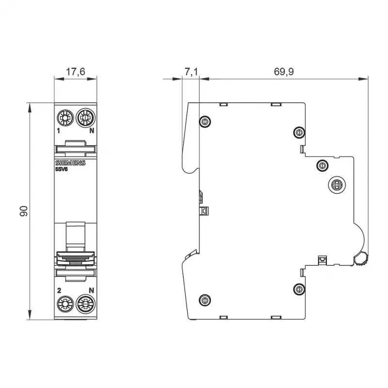 Siemens 5SV6016-6KK16 dispositivo combinato AFDD/MCB B16 bipolare 230V 1TE