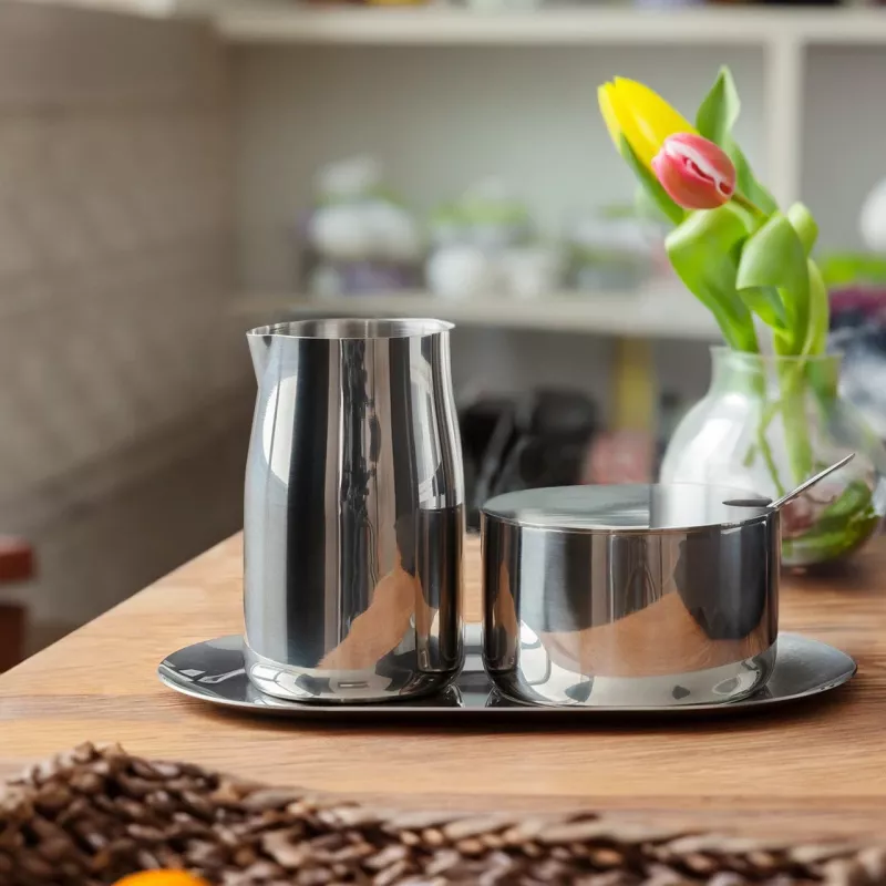ALFI Set latte e zucchero argento