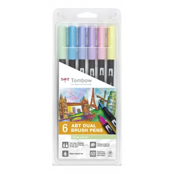 Tombow ABT-6P-2 set Dual Brush Pen - 6 colori - punta fine e punta pennello - multicolore