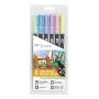Tombow ABT-6P-2 set Dual Brush Pen - 6 colori - punta fine e punta pennello - multicolore