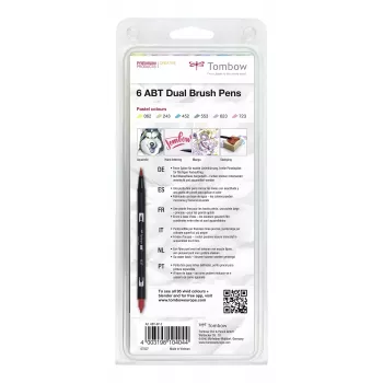 Tombow ABT-6P-2 set Dual Brush Pen - 6 colori - punta fine e punta pennello - multicolore