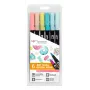 Tombow ABT-6P-4 set Dual Brush Pen - 6 penne - punta fine e punta pennello - multicolore - tondo