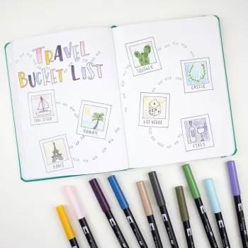 Tombow ABT-6P-4 set Dual Brush Pen - 6 penne - punta fine e punta pennello - multicolore - tondo