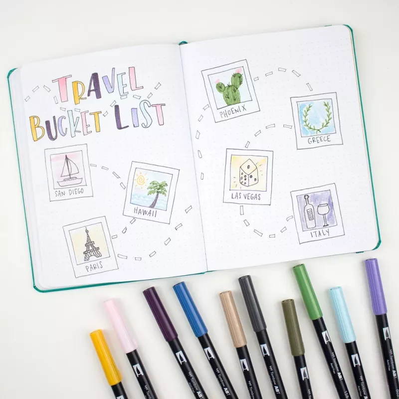 Tombow ABT-6P-4 set Dual Brush Pen - 6 penne - punta fine e punta pennello - multicolore - tondo