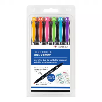 Tombow MONO Edge Highlighter Pen Set - punta a scalpello e punta tonda 3,8 mm 0,8 mm tratto assortiti (6 penne)