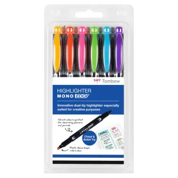 Tombow MONO Edge Highlighter Pen Set - punta a scalpello e punta tonda 3,8 mm 0,8 mm tratto assortiti (6 penne)