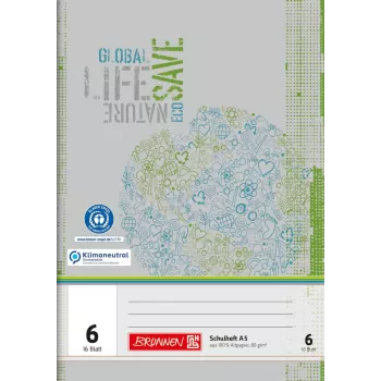 Quaderno scolastico BRUNNEN Recycling Lineatur 6 bianco senza margine A4