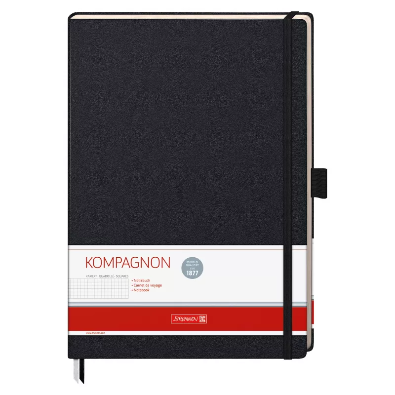 BRUNNEN KOMPAGNON taccuino A4 a quadretti nero 96 fogli
